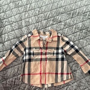 Burberry Beige and Black Checkered Shirt